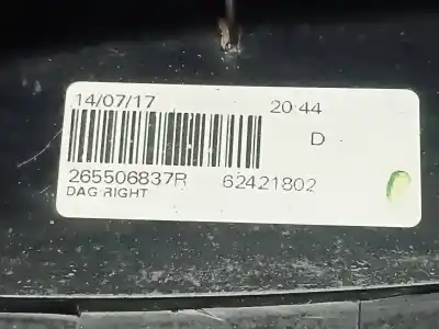 Second-hand car spare part right tailgate light for dacia duster ambiance 4x2 oem iam references 265506837r  62421802