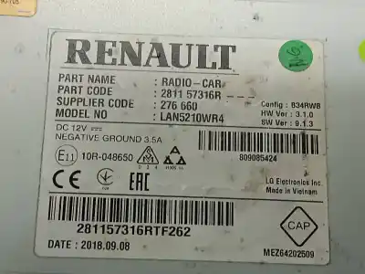 Second-hand car spare part multifunction display for renault clio iv clio iv oem iam references 281157316r  