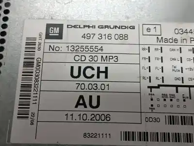 Second-hand car spare part audio system / radio cd for opel astra gtc 1.7 16v cdti oem iam references 13255554  47316088