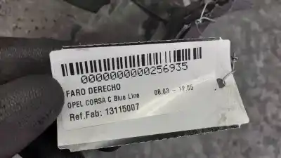 Second-hand car spare part right headlight for opel corsa c blue line oem iam references 13115007  89309241