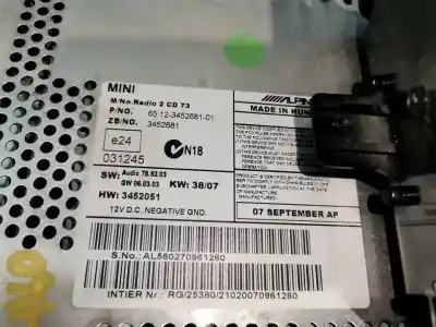 Second-hand car spare part audio system / radio cd for mini mini (r56) one oem iam references 3452681
