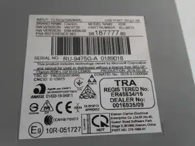Автозапчастина б/у аудіо система / радіо cd для citroen c3 aircross ii (2r_, 2c_) 1.6 bluehdi 120 (2cbhzh) посилання на oem iam 9818777780  