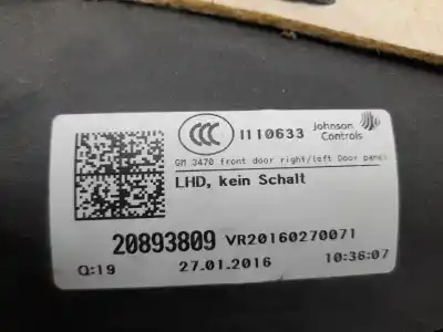 Автозапчастина б/у обработка передніх правіх дверей для opel zafira tourer c (p12) 1.6 cdti (75) посилання на oem iam 20893809  