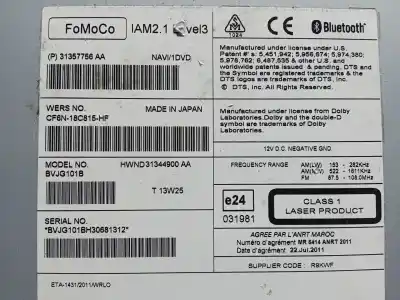 Second-hand car spare part audio system / radio cd for land rover evoque hse dynamic oem iam references p31357756aa  cf6n18c815hf