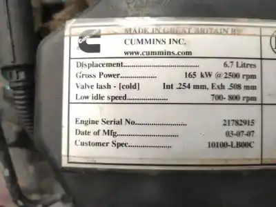 Pezzo di ricambio per auto di seconda mano motore completo per nissan atleon  riferimenti oem iam isbe4225 cummins diesel