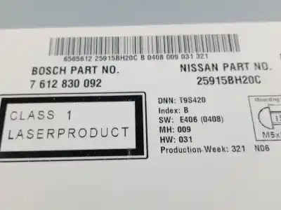 Piesă de schimb auto la mâna a doua sistem audio / cd radio casetofon pentru nissan qashqai / qashqai +2 i (j10, nj10, jj10e) 1.5 dci referințe oem iam 7612830092  25915bh20c Piesă de schimb auto la mâna a doua sistem audio / cd radio casetofon pentru nissan qashqai / qashqai +2 i (j10, nj10, jj10e) 1.5 dci referințe oem iam 7612830092  25915bh20c