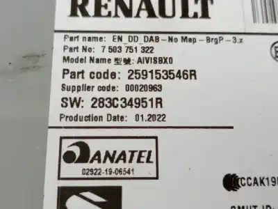Автозапчасти б/у аудиосистема / радио cd за renault clio v (b7_) 1.5 blue dci 100 (b7ad) ссылки oem iam 259153546r  