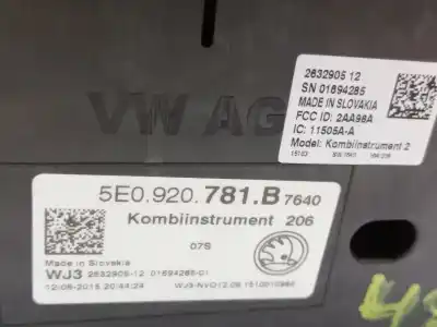 Автозапчастина б/у панель інструментів для skoda octavia iii (5e3, nl3, nr3) 1.6 tdi посилання на oem iam 5e0920781b  