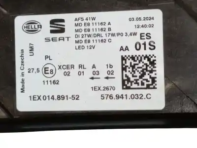 Peça sobressalente para automóvel em segunda mão farol / farolim direito por seat ateca (kh7) 1.5 16v tsi act referências oem iam 1ex01489152  576941032c