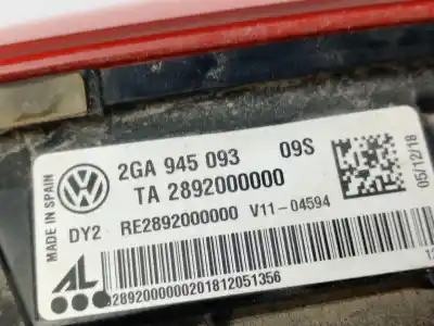 Автозапчасти б/у внутренний левый задний фонарь за volkswagen t-roc (a11, d11) 2.0 tdi ссылки oem iam 2ga945093  