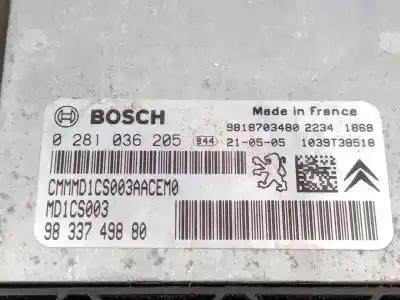 İkinci el araba yedek parçası ecu motor kontrol cihazi için toyota proace furgón (mdz_) 1.5 d4d (mdz8) oem iam referansları 9833749880  0281036205