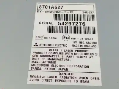 Pezzo di ricambio per auto di seconda mano impianto audio / radio cd per mitsubishi asx (ga_w_) 1.6 di-d riferimenti oem iam 8701a627  