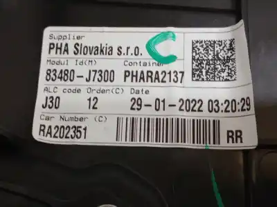 Автозапчасти б/у задний правый стеклорегулятор за kia xceed (cd) 1.0 t-gdi ссылки oem iam 83480j7300  