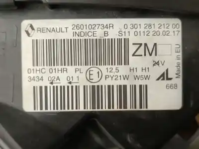 Second-hand car spare part right headlight for renault captur i (j5_, h5_) 1.5 dci 90 oem iam references 260102734r  
