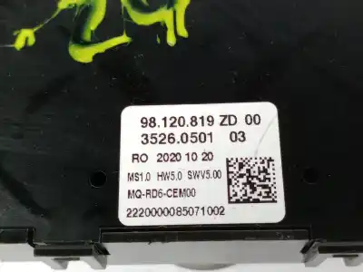 Second-hand car spare part radio control switch for citroen jumpy furgón (v_) 1.5 bluehdi 120 oem iam references 98120819zd  