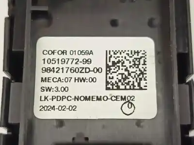 Pezzo di ricambio per auto di seconda mano interruttore alzacristalli anteriore sinistro per citroen c3 aircross ii (2r_, 2c_) 1.2 puretech 110 (2rhnzb, 2rhnzw, 2rhnpx, 2rhnpj) riferimenti oem iam 98421760zd  