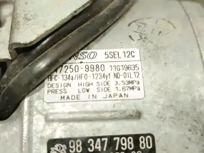 Second-hand car spare part air conditioning compressor for citroen c3 aircross ii (2r_, 2c_) 1.2 puretech 110 (2rhnzb, 2rhnzw, 2rhnpx, 2rhnpj) oem iam references 9834779880  