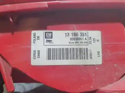Pezzo di ricambio per auto di seconda mano luci posteriori destra per opel corsa d corsa d riferimenti oem iam 13186351  