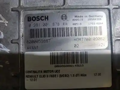 Автозапчастина б/у ебу контролер двигуна для RENAULT CLIO II FASE II (B/CB0) 1.9 dTi Diesel Посилання на OEM IAM 8200059887  