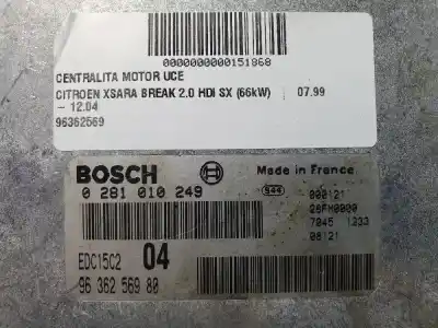 Tweedehands auto-onderdeel ecu motorcontroller voor citroen xsara picasso 2.0 hdi sx oem iam-referenties 9636256980