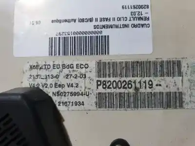 Автозапчастина б/у панель інструментів для renault clio ii fase ii b cb0 authentique посилання на oem iam p8200261119  