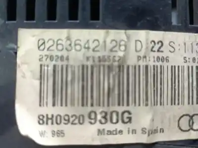 İkinci el araba yedek parçası enstrüman paneli için audi a4 cabriolet (8h) 1.8 t [1.8 ltr. - 120 kw 20v turbo] oem iam referansları 1036902643  0263642126