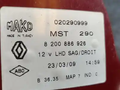 Second-hand car spare part right tailgate light for renault clio iii exception 2 oem iam references 8200886926  