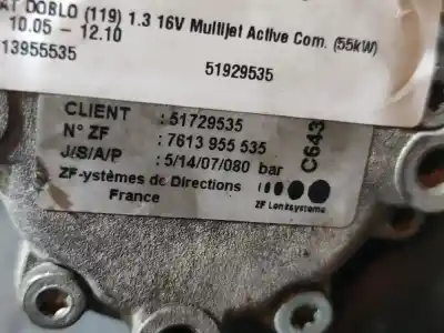 Second-hand car spare part steering pump for fiat i doblò (119) 1.3 16v multijet active com. (55kw) 75 cv / 55 kw oem iam references 51929535  7613955535