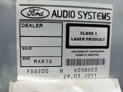 Second-hand car spare part audio system / radio cd for ford transit connect (tc7) 1.8 tdci cat oem iam references vo38653   Second-hand car spare part audio system / radio cd for ford transit connect (tc7) 1.8 tdci cat oem iam references vo38653