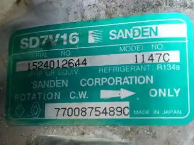 Second-hand car spare part air conditioning compressor for renault clio iv 1.2 tce energy 118 cv / 87 kw oem iam references 7700875489c  