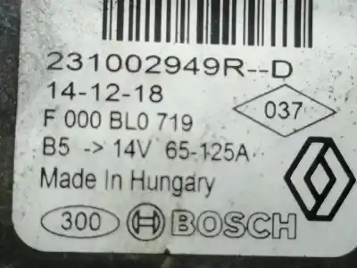 Peça sobressalente para automóvel em segunda mão alternador por dacia dokker basis referências oem iam f000blo719  