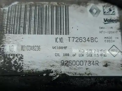 Peça sobressalente para automóvel em segunda mão COMPRESSOR DE AR CONDICIONADO A/A A/C por RENAULT CAPTUR  Referências OEM IAM 926000734R  
