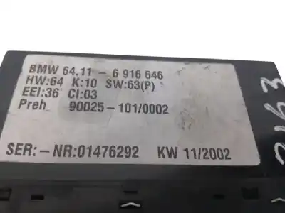 Peça sobressalente para automóvel em segunda mão comando de sofagem (chauffage / ar condicionado) por bmw x5 (e53) 3.0d referências oem iam 6916646  01476292
