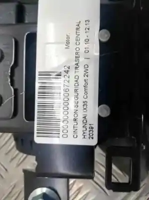 Peça sobressalente para automóvel em segunda mão cinto de segurança traseiro central por hyundai ix35 comfort 2wd 116 cv / 85 kw referências oem iam 