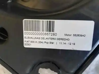 Second-hand car spare part passenger side right window regulator for fiat 500x (334_) 1.6 (334axe1a) oem iam references c48730-105