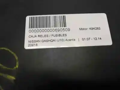Peça sobressalente para automóvel em segunda mão caixa de fusíveis e relés por nissan qashqai (j10) acenta referências oem iam 