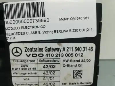 Peça sobressalente para automóvel em segunda mão módulo eletrônico por mercedes clase e (bm 211) berlina om 646.961 referências oem iam a 211 540 31 45  