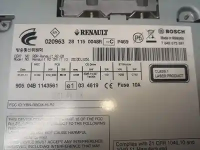 Second-hand car spare part audio system / radio cd for renault latitude privilege 150 cv / 110 kw oem iam references 281150048r  