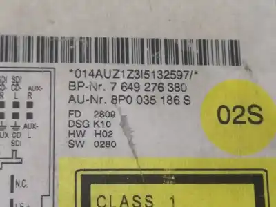 Second-hand car spare part audio system / radio cd for audi a3 (8p) 1.9 tdi ambiente oem iam references 8p0035186  