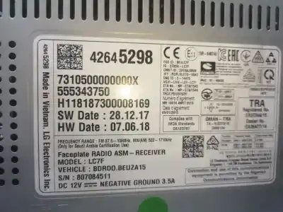 Second-hand car spare part audio system / radio cd for opel corsa e selective oem iam references 42645298  