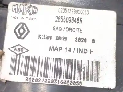 Автозапчастина б/у правий ліхтар для renault clio iv (bh_) 1.5 dci 90 посилання на oem iam 265509846r  