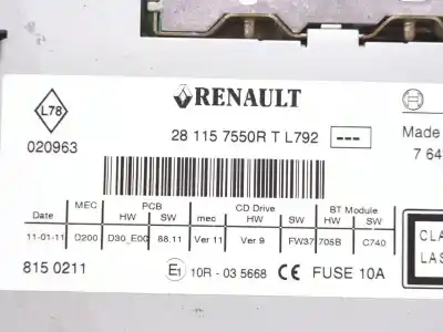 Автозапчастина б/у аудіо система / радіо cd для renault megane iii fastback (bz0/1_, b3_) 1.9 dci (bz0n, bz0j) посилання на oem iam 281157550r  