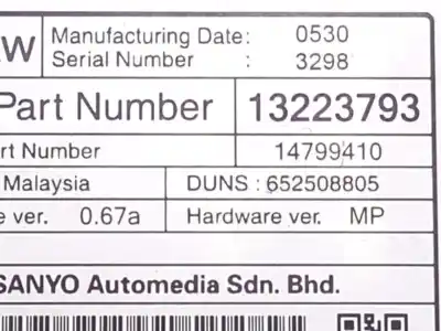 Second-hand car spare part multifunction display for opel insignia a (g09) 2.0 cdti (68) oem iam references 13223793   Second-hand car spare part multifunction display for opel insignia a (g09) 2.0 cdti (68) oem iam references 13223793