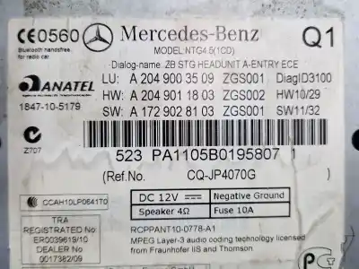 Автозапчасти б/у аудиосистема / радио cd за mercedes-benz clase c coupé (c204) c 220 cdi (204.302) ссылки oem iam a2049003509 a1729028103  