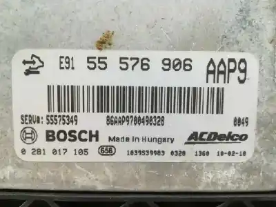 Автозапчастина б/у ебу контролер двигуна для opel insignia a sedán (g09) 2.0 cdti (69) посилання на oem iam 55576906  0281017105
