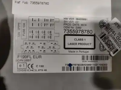 İkinci el araba yedek parçası SES SISTEMI / RADYO CD için FIAT PUNTO (199)  OEM IAM referansları 7355978780  