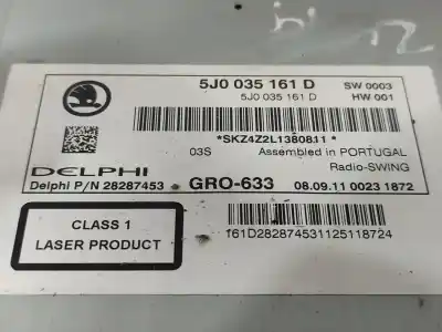 Автозапчасти б/у аудиосистема / радио cd за skoda fabia ii combi (545) 1.2 ссылки oem iam 5j0035161d  