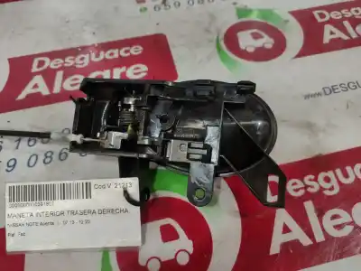 Second-hand car spare part interior right rear handle for nissan note acenta oem iam references 