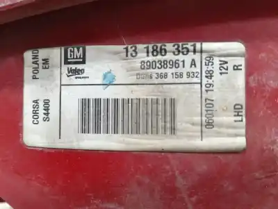 Second-hand car spare part right tailgate light for opel corsa d catch me oem iam references 13186351  