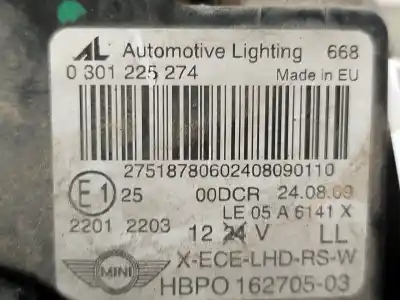 Second-hand car spare part right headlight for bmw mini (r56) one d oem iam references 0301225274  
